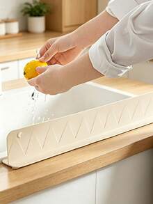 1/2pcs Water Splash Guard Strip, Flexible Silicone Water Barrier, Detachable Splash Guard, Suitable For Kitchen Sink Countertop And Wash Basin - Multicolor - View 9