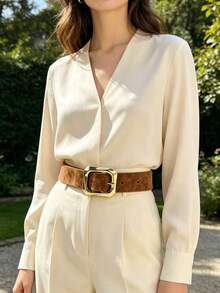APLCSEY 2pcs/1pc Women's Belt Suitable For Daily Wear - Camel - View 4