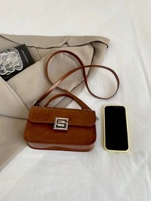 Premium Vintage Small Handbag For Women, New Oil Leather Square Tote, Fashion Versatile Shoulder & Crossbody Bag - Brown - View 10