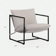 Zinus Aidan| Silla de Estructura Metálica con Cojines de Espuma Color Avena y de Fácil Armado| Garantía de 1 año - Blanca - Ver 2