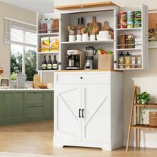 High-End Kitchen Unit With 12 Doors And Drawers (80 X 40 X 180 Cm), Modern Storage Unit For Snacks, Made Of MDF And Chipboard, Sideboard For Dining Room, Kitchen Or Living Room. - White - View 12