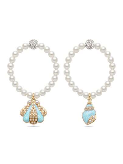 2pcs/Set Ocean Style Cat Necklace, Blue Shell + Blue Conch Pendant Pearl Jewelry, Beach Wedding Choker, Suitable For Kittens/Small Cats, XS/S Size