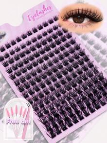Mixed Length Lash Clusters, 8-16mm DIY Individual False Eyelashes, Fluffy Volume Segmented Lashes, Soft Lightweight Natural & Dramatic Eyelash Extensions, With Free Gift Applicator & Brushes - D - View 7