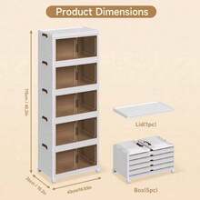 43 Cm Home Storage Cabinet, Multi Layer Foldable Storage Organizer With Transparent Doors And Mobile Casters, Modular Cabinet Combination For Bedroom Kids Room Study Room Kitchen Household Storage Organization - White - View 11