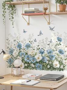 1pc Colorful Floral & Butterfly Wall Decal,Stickers,Wall Decal, Vinyl Decal For Home Decorations,Summer Decoration Items Refresh Your Home,Rama Decoration Stickers Gifts Birthday Graduation - 47010-huayuji - View 5