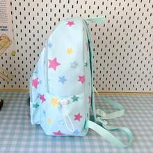 Star Print Backpack, Japanese Style Fresh Student School Bag, Transparent Pocket Large Capacity Backpack - Multicolor - View 3
