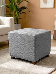 1PC Solid Color Jacquard Ottoman Stool Cover All Inclusive Footstool Slipcovers Wasable Sofa Armchair Footrest Seat Cover For Living Room Hotel - Multicolor - View 4