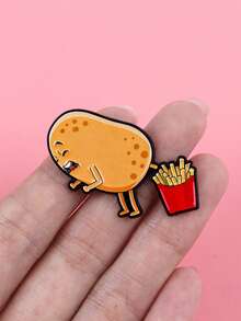 1pc Cute Potato Enamel Pin, Food Lover Brooch Cufflink Badge, Suitable For Backpack, Clothing Accessory, Fashion Jewelry And Gift For Friends - Multicolor - View 5
