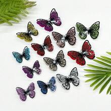 Minimalist 3D Hollow Butterfly Wall Stickers, Butterfly Shaped Wall Decals, Multiple Color Combinations, Self-Adhesive, Reusable Wall Decor, Party Decoration, Bedroom Decoration, Living Room Decoration, Mural Decoration, Wedding Decoration, Home Decor, Balloon Decoration, DIY Gift Decoration - Multicolor - View 8