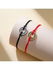 LIKGREAT 1pc Stainless Steel Nordic Runes Round Charm Bracelet Women Men Adjustable Black Red Rope Bracelets Amulet Protective Jewelry Gift - Bracelet Series - View 5