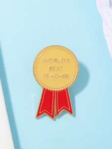 1pc World's Best Teacher Brooch, Creative Personalized Gold Medal Badge, Perfect Gift Choice, Teacher's Day Commemorative Accessory - Multicolor - View 9