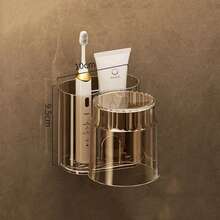 1pc No-Drill Toothbrush Holder Bathroom Wall-Mounted Shower Gel Wash Liquid Cosmetic Rack Toothpaste Toothbrush Cup Holder Bathroom Accessories Bathroom Hanging Decor - Multicolor - View 13