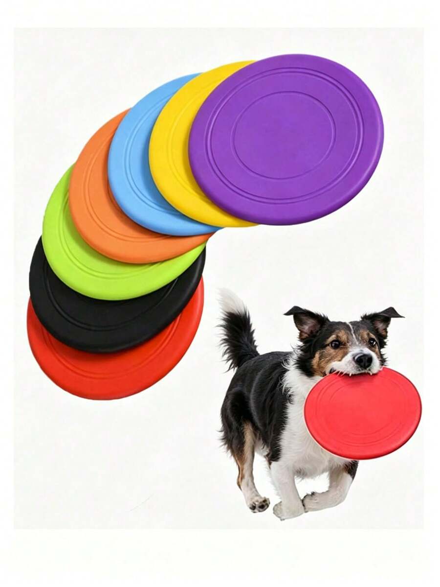 Soft Silicone Dog Flying Disc, Puppy Toys, Lightweight & Soft Floating Disc, Pet Puppy Training Interactive Toy, Suitable For Puppy And Adult Dog Fun Training And Exercise Outdoor, Not Suitable For Aggressive Chewing Dogs, Flyer Toy - Multicolor - View 1