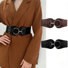 New Minimalist Personalized Elastic Wide Waist Belt Suitable For Suit Jacket Waist Training Thick Waist Belt - Black - View 4