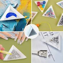 KLONKEE Triangular Sorting Tray, 5/20/30pcs White Plastic Bead Sorting Trays, DIY Craft Jewelry Project Bead Sorting Tray, Plastic White Magic Sequin Rhinestone Tray, Triangular Sorting Storage Board Craft And DIY Art Tray (Triangular) - White - View 7