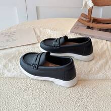 1 Pair Unisex Kids New Style Minimalist Flat Shoes, Fashionable Versatile Comfortable Baby Shoes, Infant Loafers - Black - View 3