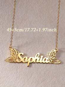 1pc Stainless Steel Customized Butterfly Name Necklace, Personalized Fashion Cute Private Nameplate Pendant Necklace, Best Daily Accessory For Women, Women's Jewelry Gift, Customized Name Necklace, Customizable Item, Personalized Gift For Her, Mother's Day Gift, Girlfriend Gift, Birthday Gift, Anniversary Gift - Multicolor 3 - View 5