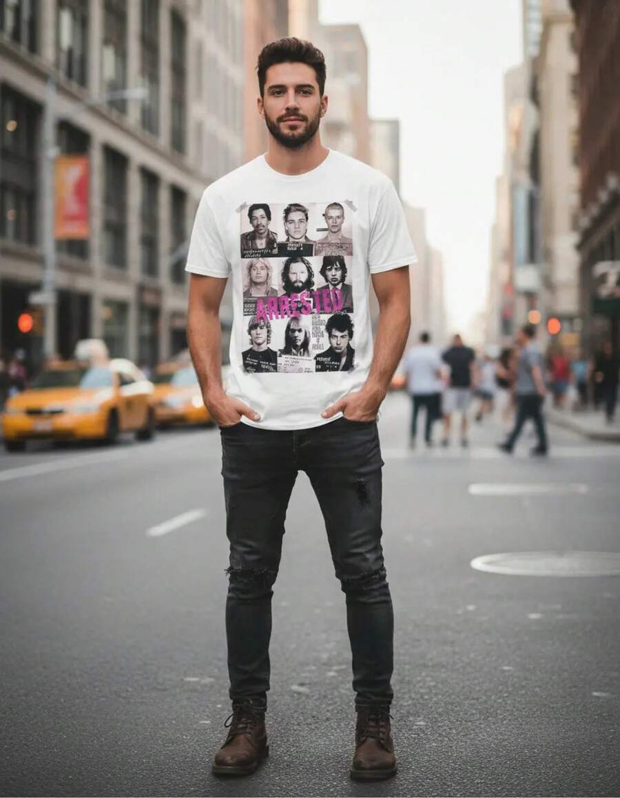 Playera Arrestados - Kurt Cobain, , Jim Morrison - Blanco - Ver 1
