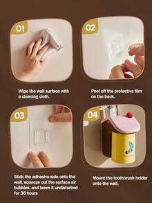 1pc Magnetic Toothbrush Holder & Cup Set, Magnetic Toothbrush Holder, Wall-Mounted Toothbrush & Toothpaste Storage Rack, Easy Installation, Cute Design, Inverted Cup Drainage, Dry And Non-Humid, 3-In-1 Toothbrush, Toothpaste And Cup Storage, Bathroom & Home Organization - Multicolor - View 6