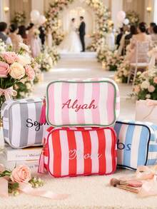 1pc Personalized Embroidered Cosmetic Bag/Storage Bag/Toiletry Bag, Lightweight Large Capacity, Versatile Use, Customizable Embroidery, Ideal Gift For Girlfriend, Family, Classmates, Sisters, Suitable For Business Travel And Vacation, Graduation Gift - Multicolor - View 1