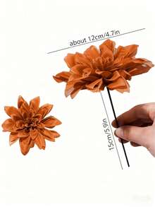 12/5pcs Brown Artificial Gerbera Daisy, Faux Flowers, Artificial Plants, 4.7 Inch Stem Artificial Flower Heads For Room Decor, Spring Wedding Centerpiece, Outdoor Garden Decor, Party, Gift, Bridal Wrist Corsage, Valentine's Day Mother's Day Decor, Gothic Wedding Decor, DIY Floral Wall Backdrop, Front Yard Decor, Wedding Bouquet, DIY Wreath Arch Decor, Gifts For Girls, Women, Men, Mothers, Fathers - Brown - View 4