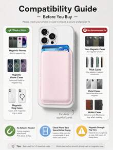 1pc Magnetic Phone Card Holder Wallet For Magnetic Phones & Cases, Slim Leather-Look Credit Card Holder For Back Of Phone, RFID Blocking Card Sleeve With Push-Out Slot, Lightweight Wallet Alternative For Travel, Shopping And Daily Carry - Multicolor - View 2