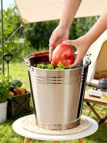 Stainless Steel Outdoor Water Bucket With Multiple Specifications Available. Thickened And Durable, It Features A Heat-Resistant Red Handle For Easy Carrying. Waterproof And Rustproof, It Meets Various Needs For Camping, Household Use And More. - View 9