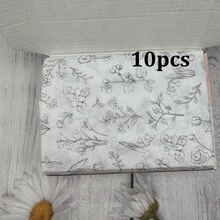 10/20/25/40/50/80 張白色花卉圖案薄棉紙，適用於 DIY 手作、派對禮物、花束包裝、衣物包裝及生日禮物裝飾 - 款式8 - 查看 10