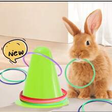 1 Set/2 Sets/3 Sets Interactive Rabbit Ring Toss Educational Toy, Durable Plastic Ice Cream Bucket With Colorful Ring Toys, Battery-Free Boredom Chewing & Venting Toy Suitable For Rabbits And Guinea Pigs (Ring Colors Sent Randomly, Due To Shooting Angle And Lighting Issues, There May Be Some Color Difference Between The Actual Product And The Image, Which Is Normal And Does Not Affect Use) - Multicolor - View 10