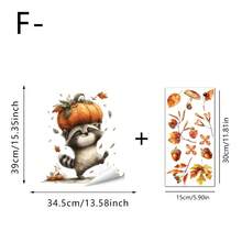 1pc Autumn Forest Animal Electrostatic Adhesive Window Decals, Featuring Maple Leaves And Pumpkins, Are Perfect For Kitchen, Living Room, And Thanksgiving Party Decorations. - Multicolor - View 15