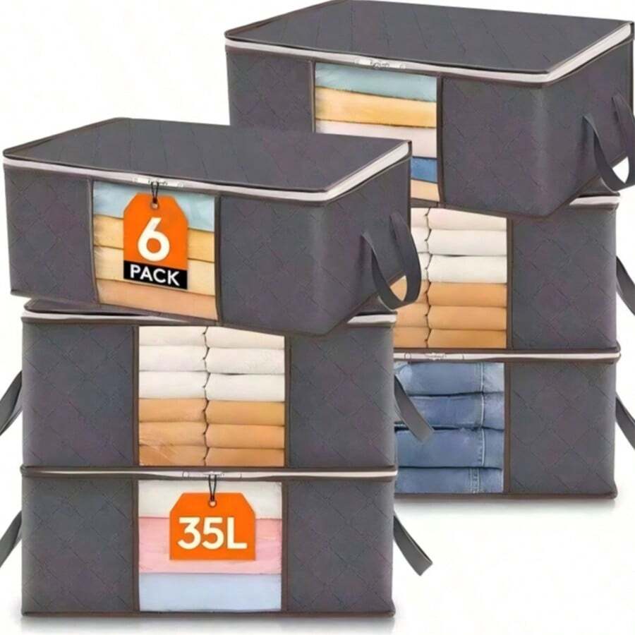 Foldable Clothes And Quilt Storage Bag - Dust-Proof Non-Woven Fabric Organizer Bag With Handle And Viewing Window - Space-Saving Organizer For Clothes, Books, Toys, Blankets, Breathable And Durable Fabric, Suitable For Bedroom, Dorm, Closet