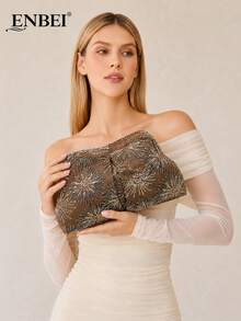 ENBEI Elegant Sparkling Clutch Bag - Large Capacity Makeup Bag, Vacation Clutch, Elegant Evening Bag, Fashion Evening Bag, Multi-Functional Women's Beach Bag, Autumn Wallet, Elegant Women's Bag, Perfect For Wedding Dress, Evening Gown, Holiday Essential, Travel Essential, Party Outfit, Teacher's Day Gift, Wedding Season Souvenir Bag - Multicolor - View 8