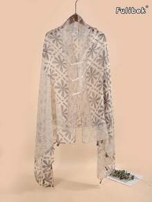 1 buah Handuk Pantai Wanita Musim Semi/Panas Baru dengan Bordir Katak dan Kancing, Motif Rumbai Linen, Selendang Pelindung Matahari, Jilbab Timur Tengah, Abaya, Cocok untuk Penggunaan Sehari-hari - MultiWarna - View 24