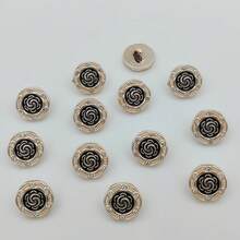 15 Stück/1,8 cm modische personalisierte minimalistische vielseitige runde schwarze & goldene Strass-Kunststoffknöpfe, luxuriöse goldene Blumen-Geometrie-Muster-Knöpfe, europäischer & amerikanischer Stil hochwertig vintage elegant vielseitig Strass-goldrandige Knöpfe, hochwertige DIY-Nähknöpfe - 15 Stück/1,8 cm Vintage-Blumen-Strassknöpfe - Übersicht 12