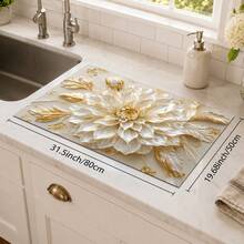 1pc Elegant 3D Floral Pattern Diatomaceous Earth Absorbent Mat, Non-Slip Heat-Resistant Absorbent Mat, Suitable For Kitchen Countertop, Coffee Machine, Tableware, Home, Cafe, Bar, Party Decoration, Placemat Gift - Multicolor - View 12