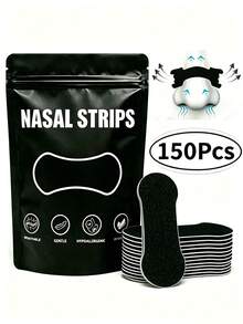 150/120/90/60/30/2pcs Nasal Strips, Suitable For Daily Use And Sleep, These Nasal Dilator Strips Support Nasal Passages, Make Airflow Smoother, Breathing More Comfortable, Lightweight And Firm, Easy To Apply, Suitable For Home, Travel And Work - Black - View 1