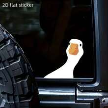 Cartoon Goose Car Window Sticker - Glossy Vinyl Self-Adhesive Decal, Asymmetrical Shape Suitable For Glass/Metal/Ceramic/Plastic/Wood Surfaces, Easy To Peel And Stick Animal Theme Rear Car Decor, Surface Customized, Fun For Drivers - A - View 6