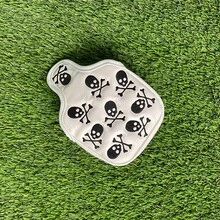 Copri-testa per putter da golf con ricamo teschio & ossa incrociate, ricamo a contrasto nero & bianco, aspetto stile street scuro, accessorio da golf - Bianco - Visualizzare 6