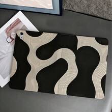 1件裝黑白抽象漩渦印花平板保護殼，附筆槽，相容 iPad 10代 Smart Case/Air 13(M3 2025)/Air 11/11(A16 2025)，相容 Oppo Pad、 Matepad、Vivo Pad、Honor Pad、Xiaoxin Pad - 彩色 - 查看 3