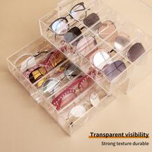 1pc Clear Acrylic Double Layer Fashion Glasses Organizer Stackable High Capacity Dustproof Eyeglass Storage Box Gift - Multicolor - View 3