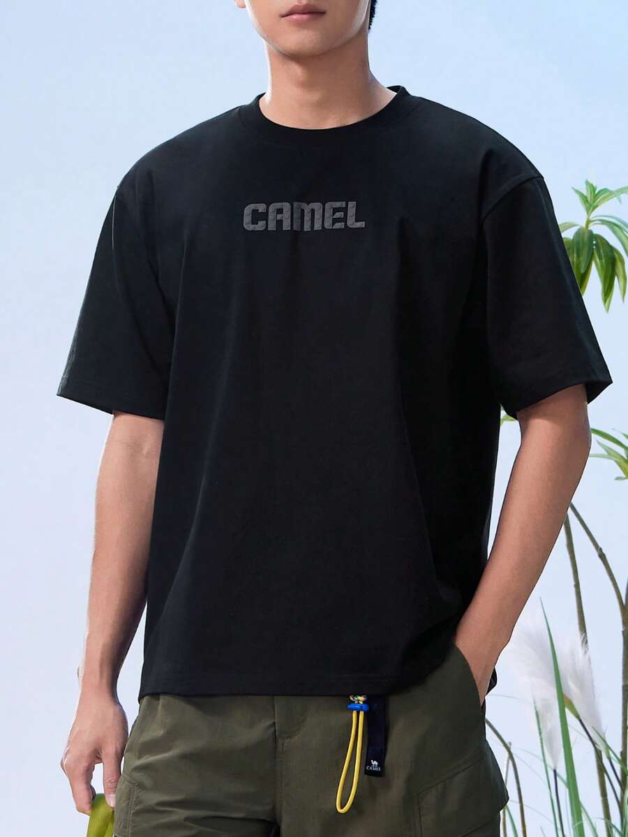 CAMEL CROWN 男士戶外運動T恤，快乾透氣跑步健身穿著 - 幻影黑 - 查看 1