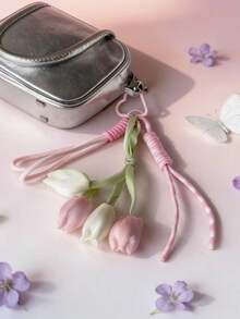 1 Sweet Tulip Bag Charm, Unique Bag Pendant Designed For Women, Suitable For Wallets, Backpacks And Handbags. Available In Pink, Purple, Blue And Red, A Charming Daily Accessory And Gift For Weddings, Birthdays And Various Celebrations - Multicolor - View 1