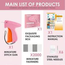 Stitch Gun For Clothes - Handheld Stitch Gun Quick Clothing Fixer - Tagging Gun - Includes 6 Needle, 1000 Black Fasteners & 1000 White Fasteners - Multicolor - View 7