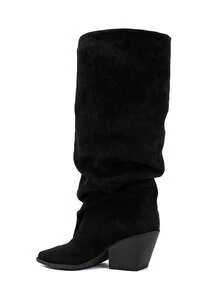 Bottes Hautes Style Santiago pour Femme: مظهر غربي أنيق وSilhouette Élancée - أسود 2580A-1 - مشاهدة 4