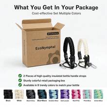 EcoNymphal 2件組傘繩水壺提把附指南針，適用12oz-64oz寬口水壺，附登山扣，戶外裝備與水壺配件，運動露營徒步必備，實用戶外禮品 - 彩色 - 查看 8