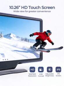 REMAX Pantalla portátil para coche HD de 10.26 pulgadas, compatible con CarPlay inalámbrico y Android Auto, cámara de reversa, reproductor MP5, plug and play, pantalla universal, accesorios para coche, artículos esenciales para coche - Negro - Ver 10