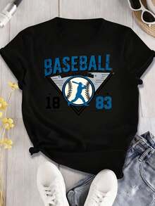 1883 Women's Short Sleeve Casual Style Graphic Design T-Shirt, Summer Clothes, Suitable For Parties, Sporting Events, Holidays, Sports Outings And Other Festive Gifts. - 黑色 - 查看 1