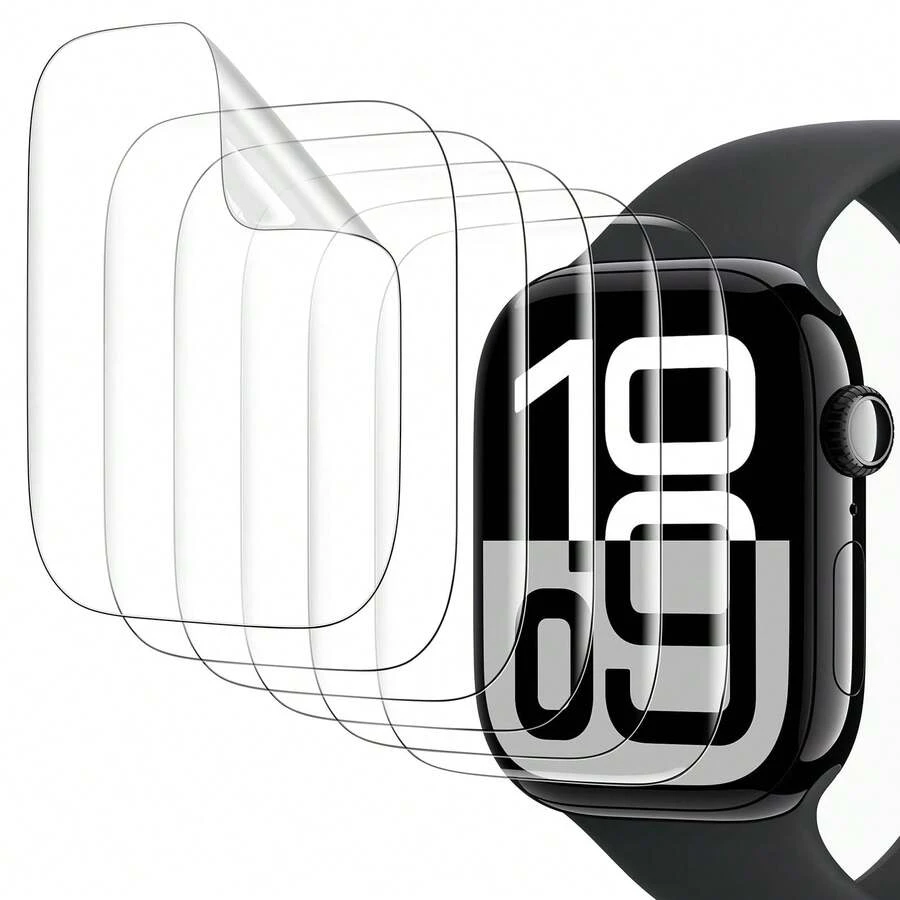 6pcs Transparent Hydrogel Screen Protector Film For Apple Watch 38/40/41/42/44/45/49/46mm, Anti-Scratch Protective Film, Soft Film, Compatible With Watch Ultra/SE/8/7/6/5/4/3/2/1/11/10 - Clear - View 1