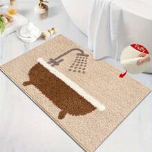 1pc Tub Pattern Design Microfiber Bath Mat,Non-Slip And Soft Bathroom Floor Rugs,Doormat,Water Absorption Mat,Machine Washable,Low Pile,TPR Backing,Knit Fabric,For Bedroom,Kitchen,Entryway,Indoor Use,Accessories & Home Decor,Perfect New Home Gift - A - View 2