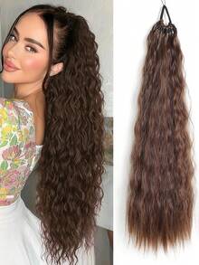24 Inch Curly Ponytail Wig, Wavy Design, With Elastic Hair Tie, Suitable For Women's Daily Wear And Special Occasions - Gold - View 11